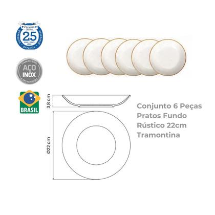 Imagem de Conjunto 6 Pratos Fundo Rústico 22cm Tramontina