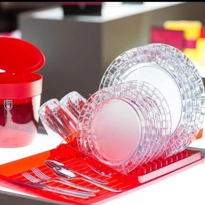 Imagem de Conjunto 6 Pratos Médios Plástico Transparente Lanches Sobremesas Mesa Posta Crippa