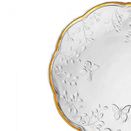 Imagem de Conjunto 6 Pratos Sobremesa New Butterfly Fio de Ouro Cristal 20cm 220864 - Lyor