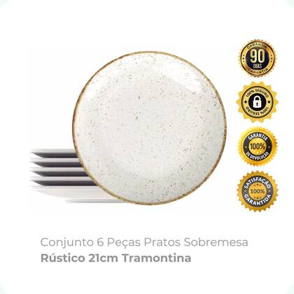 Imagem de Conjunto 6 Pratos Sobremesa Rústico 21cm Tramontina