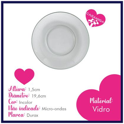 Imagem de Conjunto 6 Pratos Sobremesa Vidro Transparente Gema 19,6cm