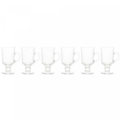 Imagem de Conjunto 6 Taças de Cappuccino café Alça e Pé de Vidro 114ml