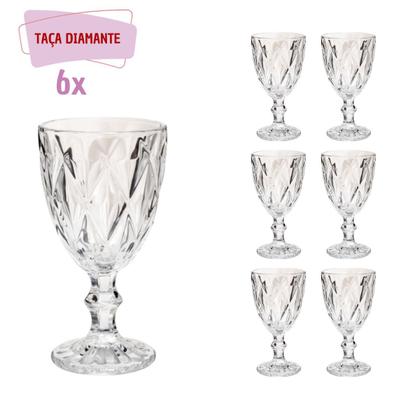Imagem de Conjunto 6 Taças de Vidro Bico de Jaca Diamante Transparente