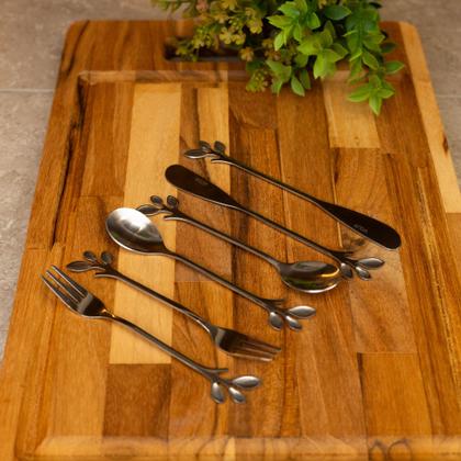 Imagem de Conjunto 6 Talheres de Aço Inox Leaves Prata - Wolff