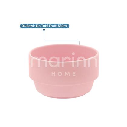 Imagem de Conjunto 6 Tigelas Bowls De Cerâmica Oxford Rosa 550ml Kit Completo