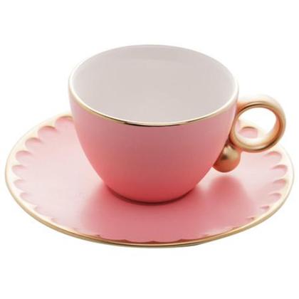 Imagem de Conjunto 6 Xícaras Café Porcelana com Pires Egg Rosa Matt 90ml - Wolff