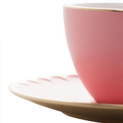 Imagem de Conjunto 6 Xícaras Café Porcelana com Pires Egg Rosa Matt 90ml - Wolff