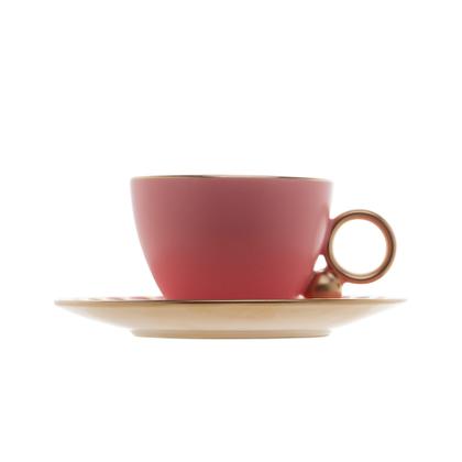 Imagem de Conjunto 6 Xícaras Café Porcelana com Pires Egg Rosa Matt 90ml - Wolff