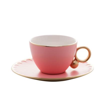 Imagem de Conjunto 6 Xícaras Café Porcelana com Pires Egg Rosa Matt 90ml - Wolff