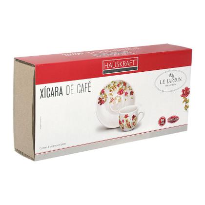 Imagem de Conjunto 6 Xícaras Com Pires De Porcelana Branca Café Chá Le Jardin 90ml