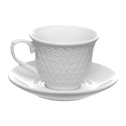 Imagem de Conjunto 6 Xícaras Com Pires De Porcelana Branca Café Chá Wembley 80ml