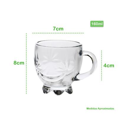 Imagem de Conjunto 6 Xícaras Cristal P/ Café Chá Bebidas Quentes 160ml/190ml/200ml Design Transparente