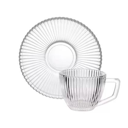 Imagem de Conjunto 6 Xícaras de Café com Pires Graffiato 90ml Transparente JGXC084 - Hauskraft