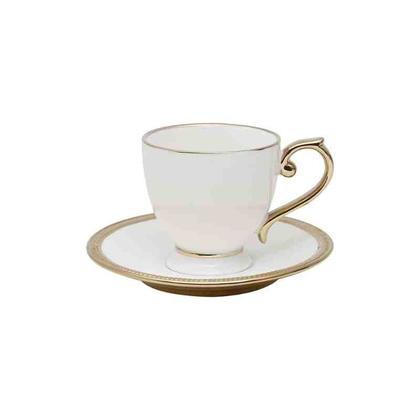 Imagem de Conjunto 6 Xícaras de Chá Porcelana com Pires Paddy Branco 200 ml Wolff