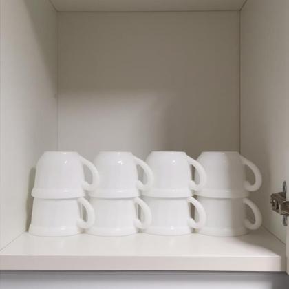 Imagem de Conjunto 6 Xícaras de Vidro Opalina Retrô 80ml Elegância para Café e Chá, Design Clássico, Resistente e Sofisticado