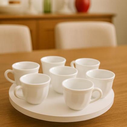 Imagem de Conjunto 6 Xícaras de Vidro Opalina Retrô 80ml Elegância para Café e Chá, Design Clássico, Resistente e Sofisticado