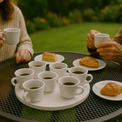 Imagem de Conjunto 6 Xícaras de Vidro Opalina Retrô 80ml Elegância para Café e Chá, Design Clássico, Resistente e Sofisticado