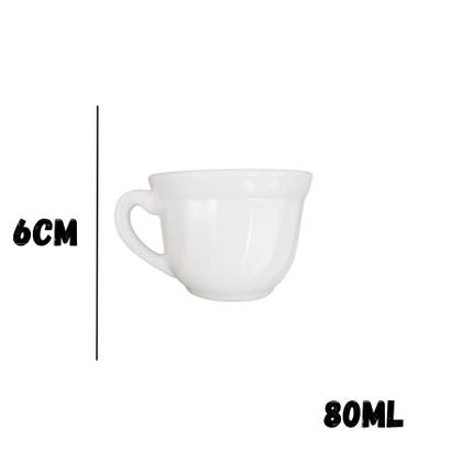 Imagem de Conjunto 6 Xícaras de Vidro Opalina Retrô 80ml Elegância para Café e Chá, Design Clássico, Resistente e Sofisticado