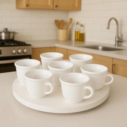Imagem de Conjunto 6 Xícaras de Vidro Opalina Retrô 80ml Elegância para Café e Chá, Design Clássico, Resistente e Sofisticado