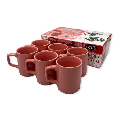 Imagem de Conjunto 6 Xícaras Pequenas Café Cerâmica 80ml Rosa - ECOS Houseware