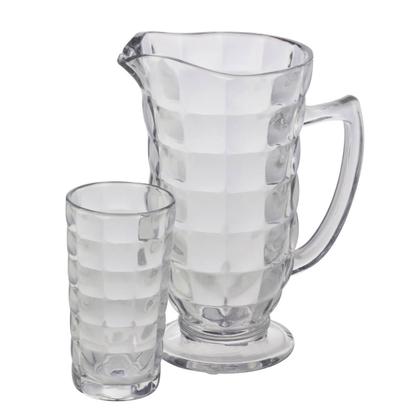 Imagem de Conjunto 7 Pçs Jarra e 6 Copos de Vidro Sodo-Calcico Xadrez Lyor