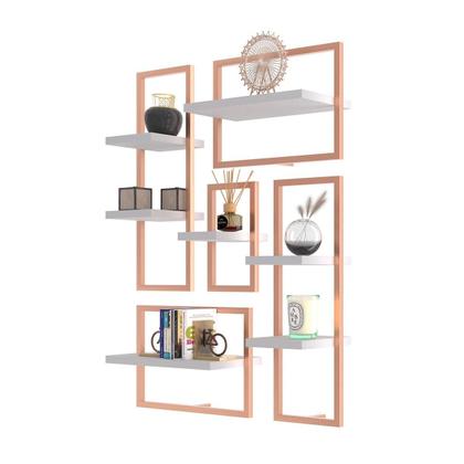 Imagem de Conjunto 7 Prateleiras Industrial Branco/Cobre - Pleno