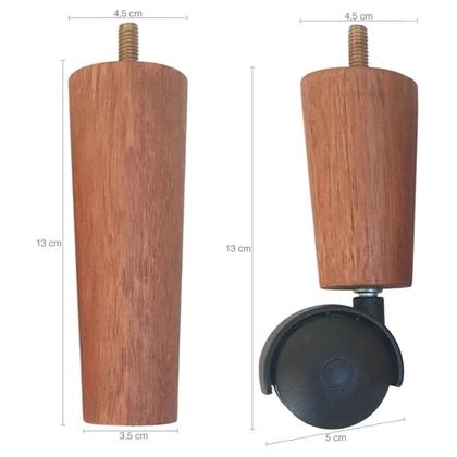 Imagem de Conjunto 8 Pés de Cama Box Casal com 5 Pés Palitos Fixos e 3 Rodízios Madeira e Polipropileno Mel