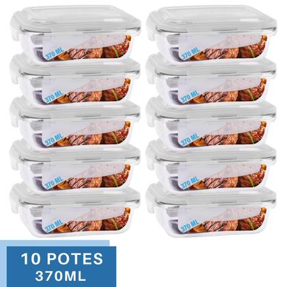 Imagem de Conjunto 8 Potes Vidro Hermético Hermetico marmita 370ml