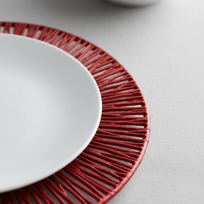 Imagem de Conjunto 8 Pratos Branco Suflair Vermelho Mesa Posta Servir