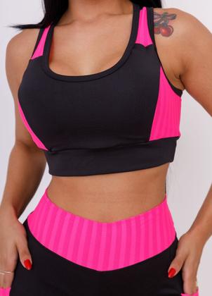 Imagem de Conjunto Academia Cropped Com Bojo + Calça Legging Com Bolso