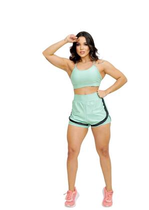 Imagem de Conjunto Academia Feminino Fitness Short duplo e Top c/ bojo