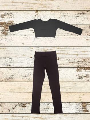 Imagem de Conjunto Academia Infantil/Juvenil Preto Manga Longa e Calça