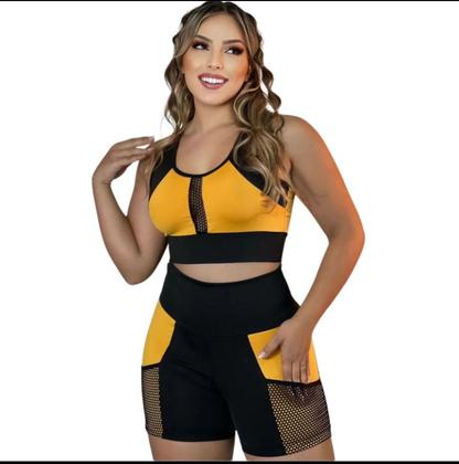 Imagem de Conjunto academia short ciclista + top Roupa fitness academia malhação