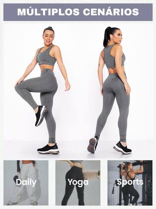 Imagem de Conjunto Academia Top Com Ziper E Bojo E Calça Legging Sinta O Conforto No Seu Dia De Academia