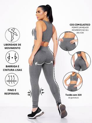 Imagem de Conjunto Academia Top Com Ziper E Bojo E Calça Legging Sinta O Conforto No Seu Dia De Academia