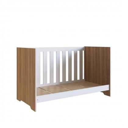 Imagem de Conjunto Aconchego Berço Americano c/Colchão e Guarda Roupa - Branco/Nogal