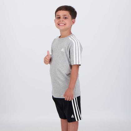 Imagem de Conjunto Adidas 3 Stripes Infantil Preto e Cinza