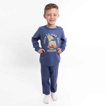 Imagem de Conjunto Agasalho Azul Marinho Plush Masculino Menino Infantil E Juvenil