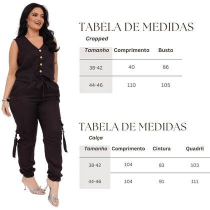 Imagem de Conjunto Alfaiataria Feminino Calça e Cropped Colete Social Blusa Plus Size Elegante Jogger Casual