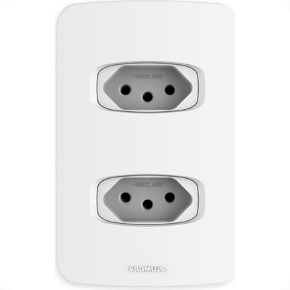 Imagem de Conjunto Alumbra Gracia 4X2 Branco Com Placa 2 Tomadas 10A 85335