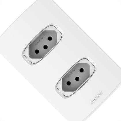 Imagem de Conjunto Alumbra Gracia 4X2 Branco Com Placa 2 Tomadas 10A 85335