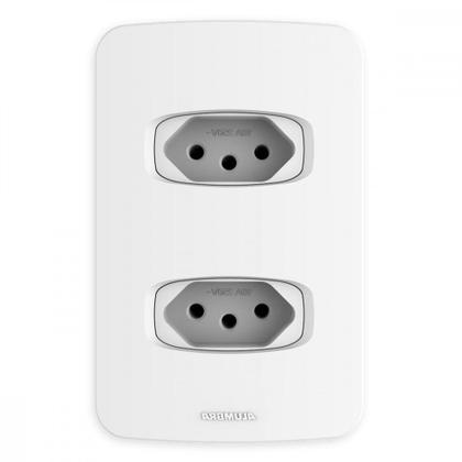 Imagem de Conjunto Alumbra Gracia 4X2 Branco Com Placa 2 Tomadas 10A 85335