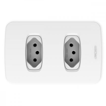Imagem de Conjunto Alumbra Gracia 4X2 Branco Com Placa 2 Tomadas 10A 85335
