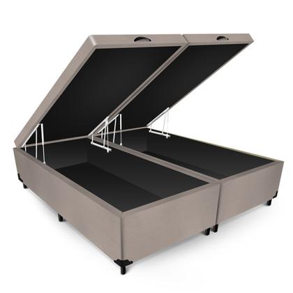Imagem de Conjunto Amx FOAM Espuma D33 Americanflex Double Face Box Baú Max Ultra Suede Bege Queen Size 158x198x66cm