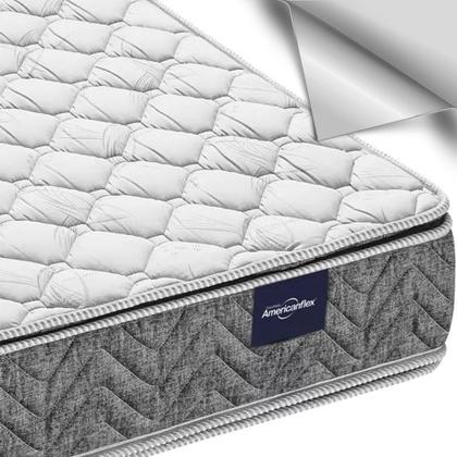 Imagem de Conjunto Amx FOAM Espuma D33 Americanflex Double Face Box Baú Max Ultra Suede Bege Queen Size 158x198x66cm