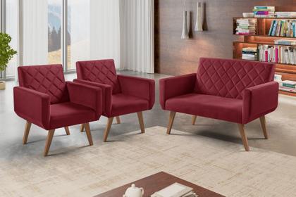 Imagem de Conjunto Anabelle 2 Poltronas de 1 Lugar 1 Poltrona 2 Lugares Braço Unidecor