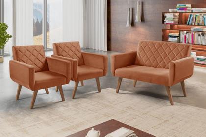 Imagem de Conjunto Anabelle 2 Poltronas de 1 Lugar 1 Poltrona 2 Lugares Braço Unidecor