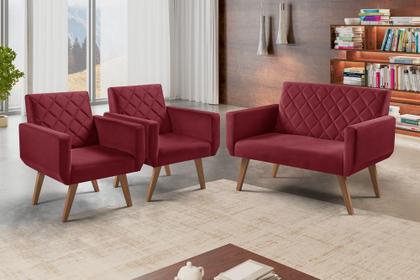 Imagem de Conjunto Anabelle 2 Poltronas de 1 Lugar 1 Poltrona 2 Lugares Braço Unidecor
