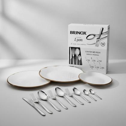 Imagem de Conjunto Aparelho Jantar Oxford Talheres Brinox Servir Festa