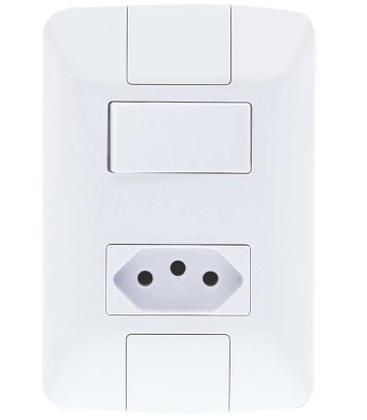 Imagem de Conjunto Aria 1 Tomada 10a 3 Pinos + 1 Interruptor Simples